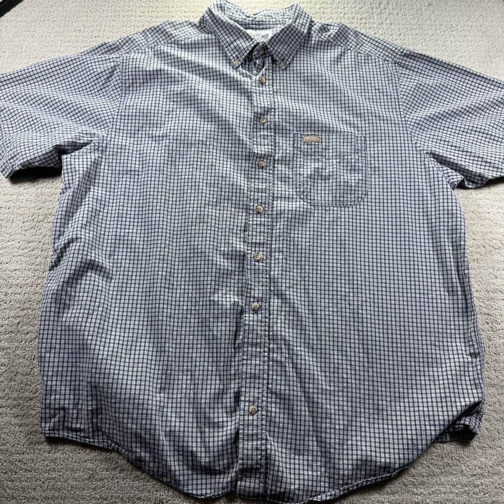 Carhartt Mens 2XL Navy White Check Short Sleeve Button Down Shirt S91NVY Cotton
